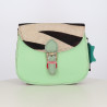 Petit sac arrondi Soruka vert à rabat zèbre