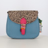Petit sac arrondi Soruka bleu à rabat à pois