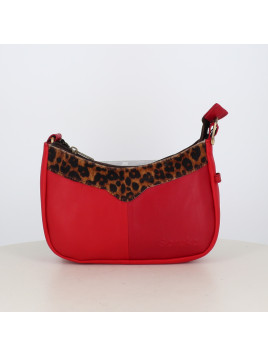 Sac baguette Soruka rouge et léopard