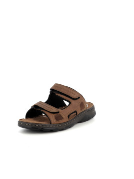 Mules marron à scratch en cuir