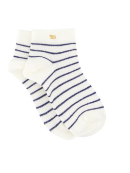 Chaussettes rayées blanc et bleu