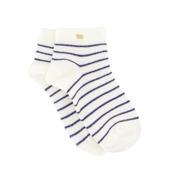 Chaussettes rayées blanc et bleu