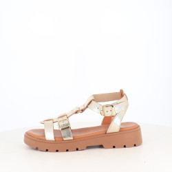 Nu pieds en cuir Or