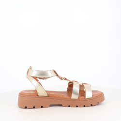 Nu pieds en cuir Or