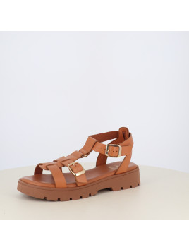 Nu-pieds en cuir marron