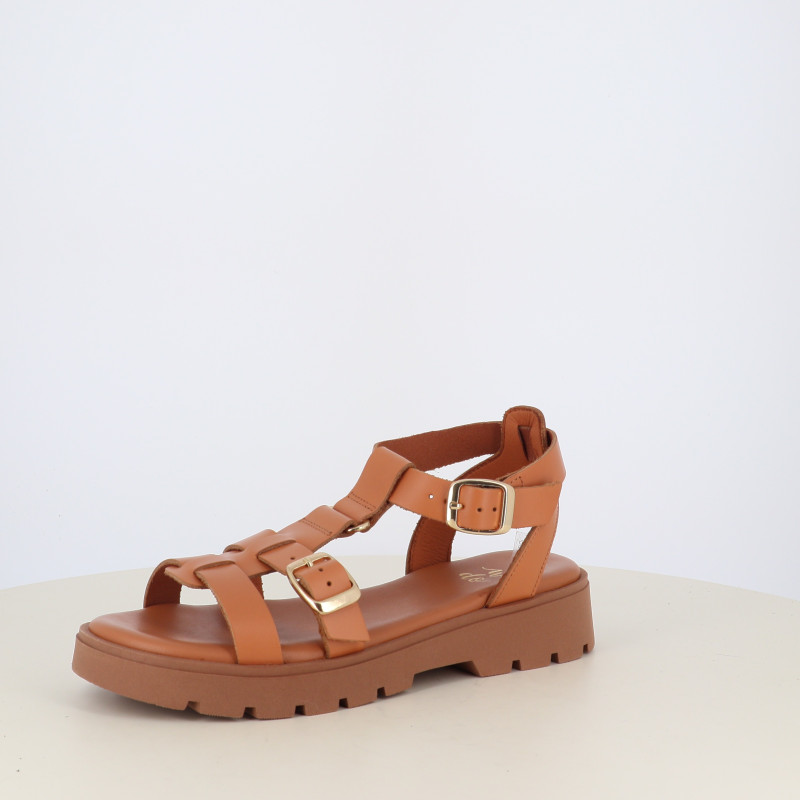 Nu-pieds en cuir marron