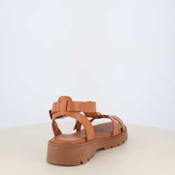 Nu-pieds en cuir marron
