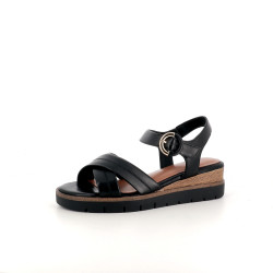 Nu-pieds en cuir noir Tamaris