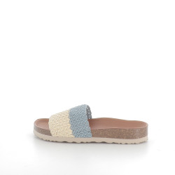Mules beig-celeste trenzado