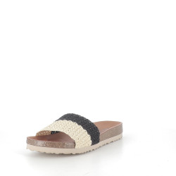 Mules beig-negro trenzado
