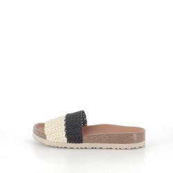 Mules beig-negro trenzado