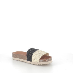 Mules beig-negro trenzado