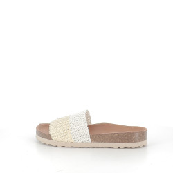 Mules beig-blanco trenzado