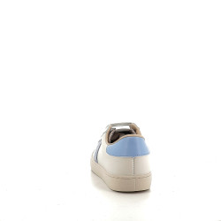 Baskets en cuir beige et bleu Victoria