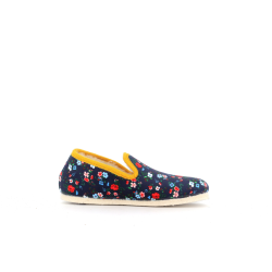 Chaussons Bleu Marine à Motif Fleurs Semelflex