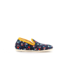 Chaussons Bleu Marine à Motif Fleurs Semelflex