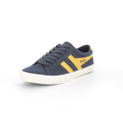 Basket en toile bleu marine et jaune