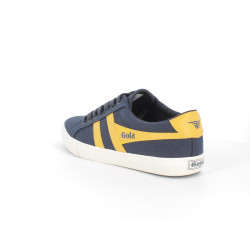Basket en toile bleu marine et jaune