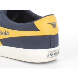 Basket en toile bleu marine et jaune