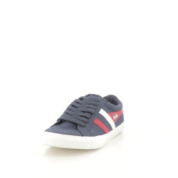 Basket bleu marine et rouge en toile