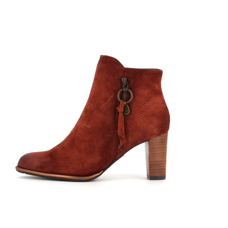 bottine brique en cuir
