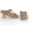 Mule vert kaki en cuir