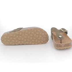 Mule vert kaki en cuir