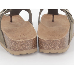 Mule vert kaki en cuir