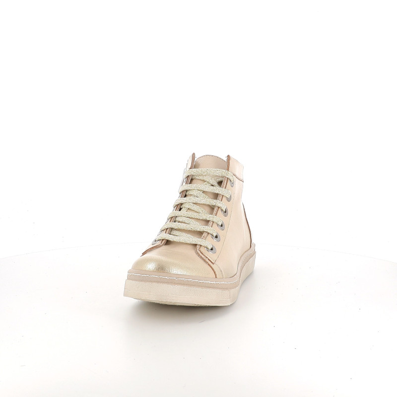 Baskets montantes en cuir verniquel platino Chacal