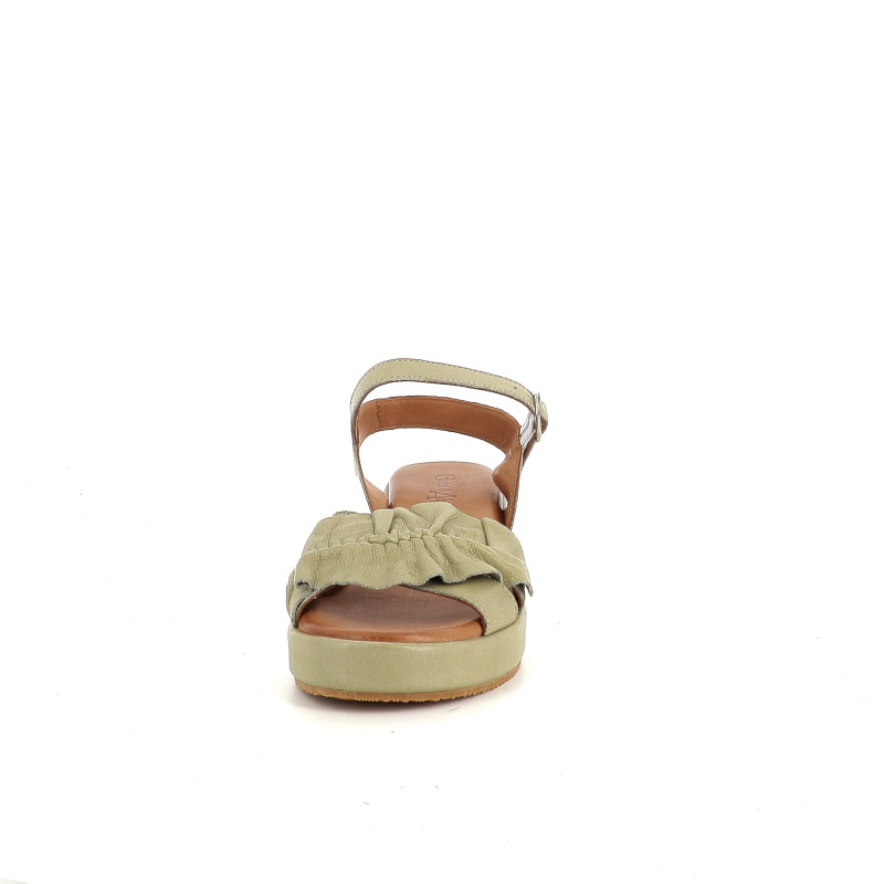 Nu peids en cuir vert Coco & Abricot