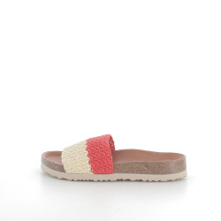 Mules beig-rojo trenzado