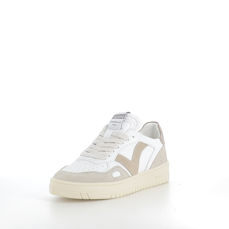 Baskets blanches et beige