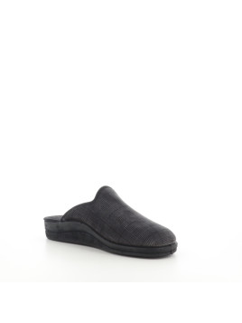 Mules textile à carreaux gris