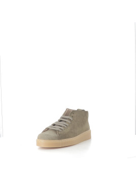 Baskets Montantes en Cuir Vert Kaki