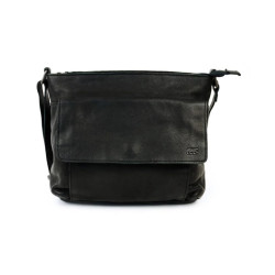 Sac à Bandoulière Grand Format en Cuir Noir Bear