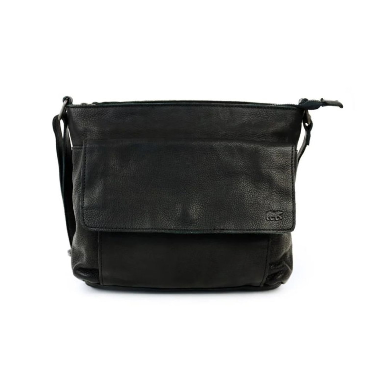 Sac à Bandoulière Grand Format en Cuir Noir Bear