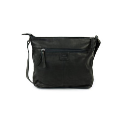 Sac à Bandoulière Grand Format en Cuir Noir Bear