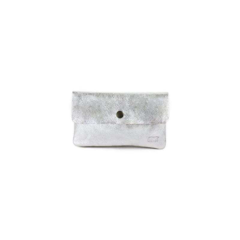 Porte-feuille argenté cuir