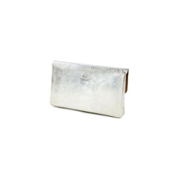 Porte-feuille argenté cuir