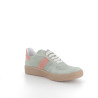 Baskets basses vertes bandes roses en cuir