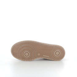 Baskets basses vertes bandes roses en cuir