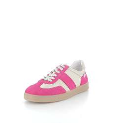 Baskets basses fushia en cuir détails dorés