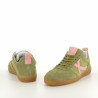 Baskets basses kaki et roses