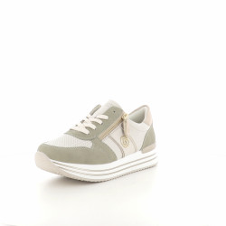 Baskets basses beiges et vertes