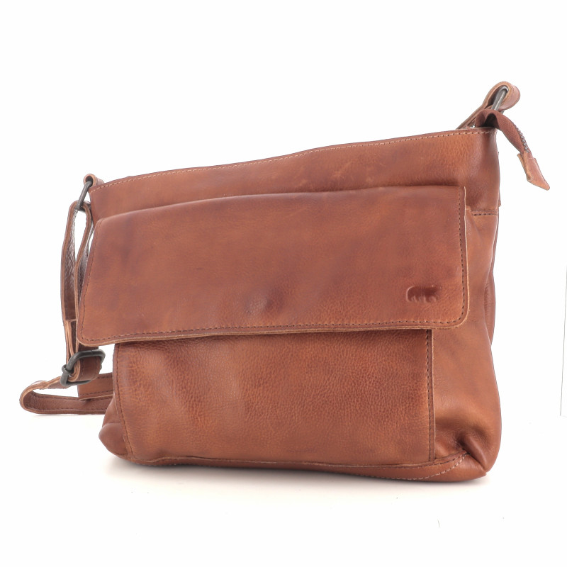 Sac à Bandoulière en Cuir Marron Bear