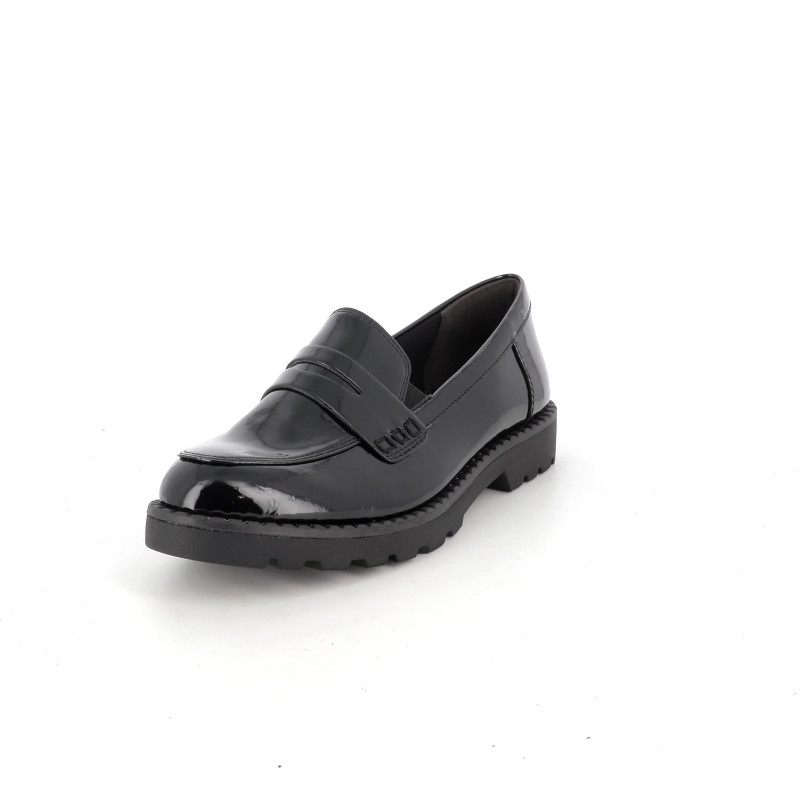 Mocassins noire Tamaris synthétique vernis