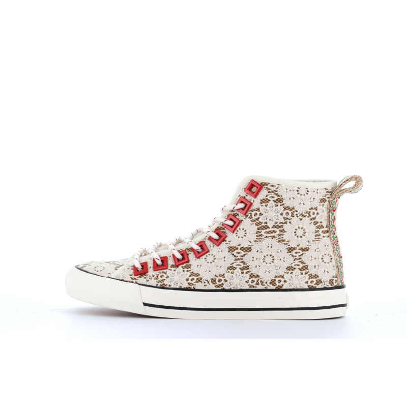 basket montante en toile marron