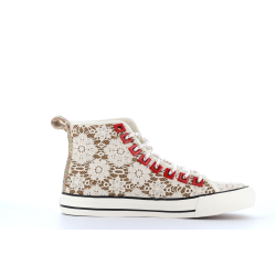 basket montante en toile marron