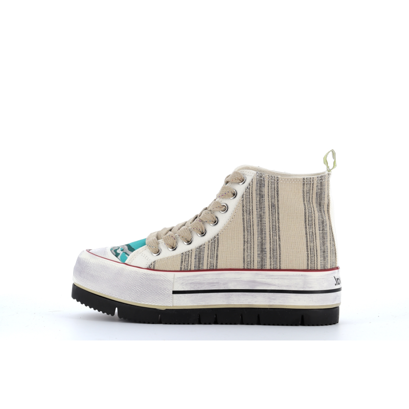 basket montante en toile beige