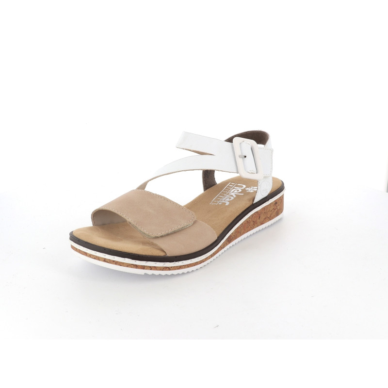 Nu-pieds blanc Rieker à scratch